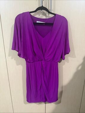 Trina Turk Purple V-Neck Knot Front Dress